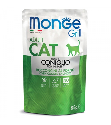 Monge Grill Adult Cat – пауч със заешко за котки в зряла възраст, 85 g
