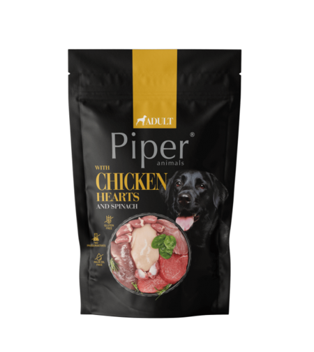 Piper Adult Dog пауч за кучета с пилешки сърца и спанак, 500 г
