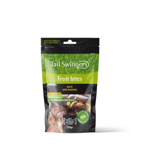 Tail Swingers Fruit Bites Патица и Банан 100 g – Натурално лакомство,плодови хапки за кучета