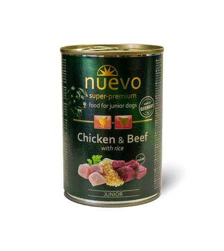 Nuevo Dog Junior Chicken and Beef - пилешко месо, говеждо месо за кучета от 1 до 12 месецa 400 г