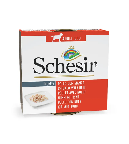 Schesir Dog Chicken & Beef in Jelly - Филе от пиле и телешко в желе 150 гр