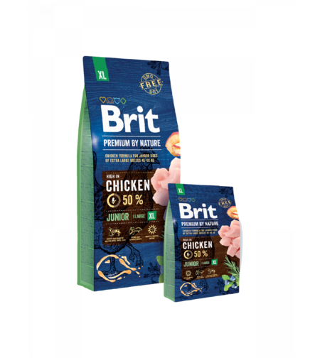Brit Premium by Nature Junior XL – 50% прясно пилешко – храна за подрастващи едри породи, 3 kg / 15 kg