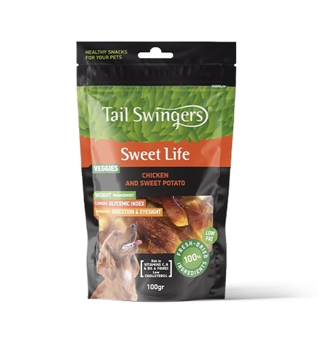 Tail Swingers Sweet Life Пиле и Сладък Картоф 100 g – Натурално лакомство, зеленчукови хапки за кучета