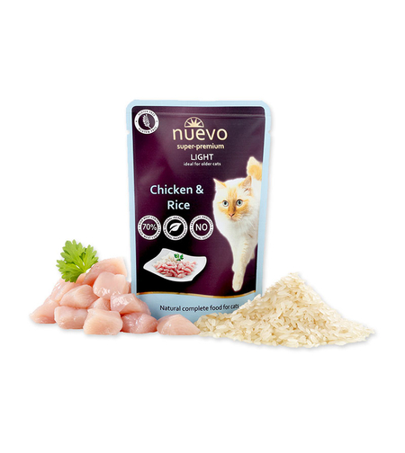 NUEVO  Light Chicken & Rice - Пауч за котки пиле и ориз 85 г