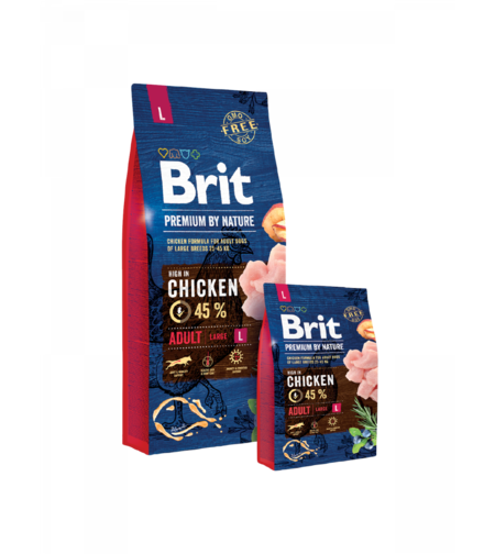 Brit Premium by Nature Adult L – 45% прясно пилешко – храна за едри породи, 3 kg / 15 kg
