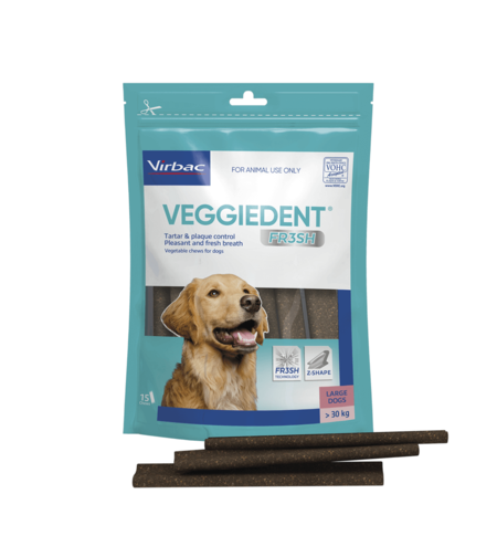 Virbac Veggiedent Fresh L – дентални стикове/ламели за кучета над 30 kg, 15 бр.