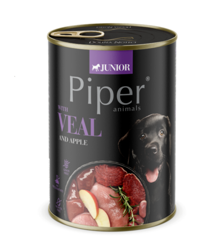 Piper Dog Junior храна за малки кученца с телешко и ябълки, 400 г