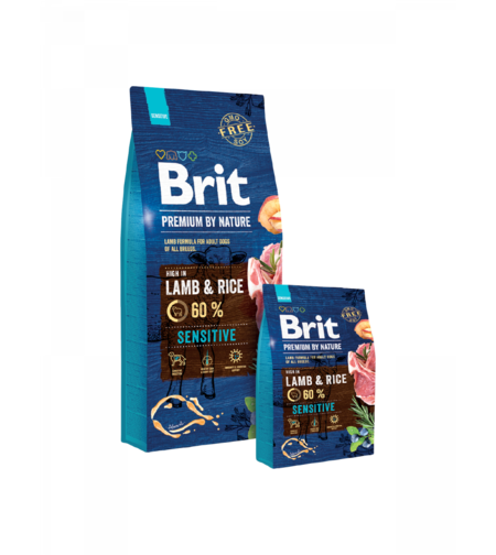 Brit Premium by Nature Sensitive Lamb & Rice – 60% прясно агнешко – храна за кучета, 1 kg / 3 kg / 15 kg