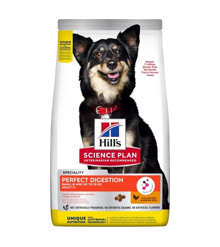 Hill's Science Plan Perfect Digestion Small & Mini Adult 1+ с пилешко и кафяв ориз