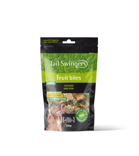Tail Swingers Fruit Bites Пиле и Киви 100 g – Натурално лакомство, плодови хапки за кучета