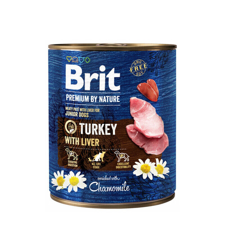 Brit Premium by Nature Turkey with Liver 800 г – Мокра храна за кучета с пуйка и черен дроб
