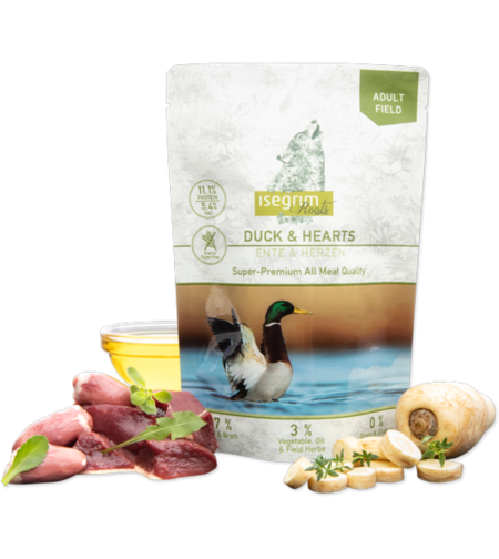 Isegrim Duck, Hearts, vegetables, Field herbs - патица, сърца, зеленчуци, полски билки 410 гр. / пауч /