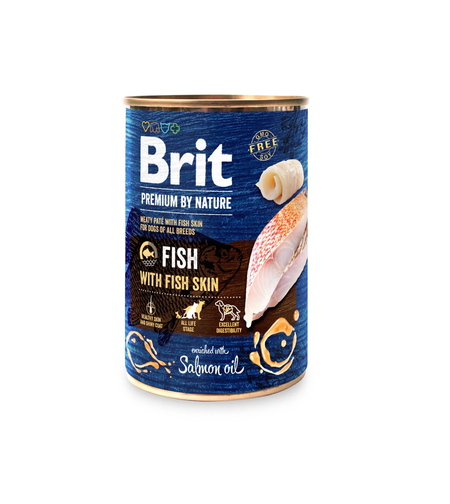 Brit Premium by Nature Fish with Fish Skin 400 г – Мокра храна за кучета с риба и рибена кожа