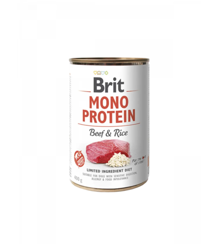 Brit Mono Protein Beef and Rice - монопротеинова консерва за кучета с говеждо месо и ориз 400 гр
