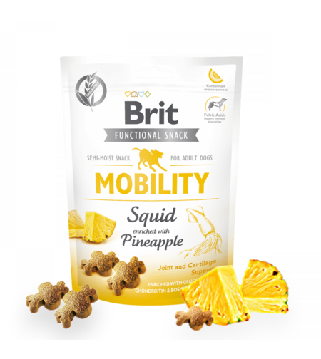Brit Care Dog Functional Snack Mobility Squid - лакомство за стави и мобилност с калмари и ананас 150гр.