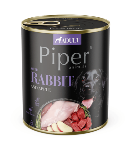 Piper Adult Dog – консервирана храна за кучета със заешко месо и ябълки, 800г