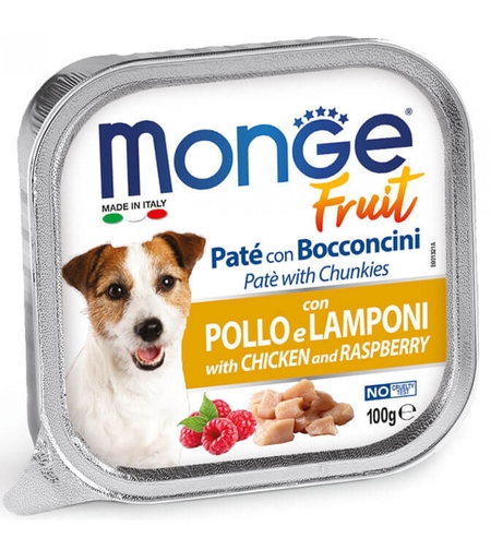 Monge Fruit Dog – пастет с пилешко и малини за кучета, 100 g