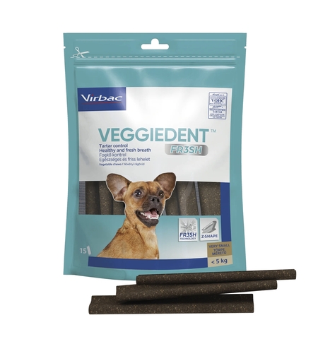 Virbac Veggiedent Fresh XS – дентални стикове/ламели  за кучета до 5 kg, 15 бр.