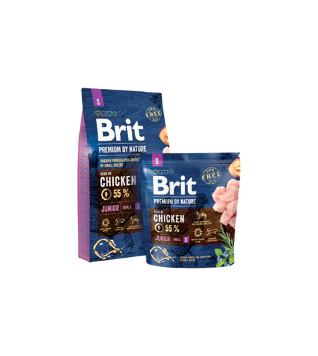 Brit Premium by Nature Junior S – 55% прясно пилешко – храна за подрастващи малки породи, 1 kg / 3 kg / 8 kg