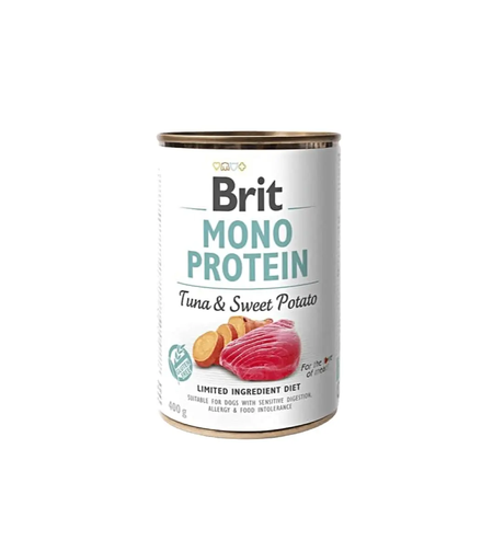 Brit Mono Protein Tuna and Sweet Potato - монопротеинова консерва за кучета с риба тон и сладки картофи 400 гр