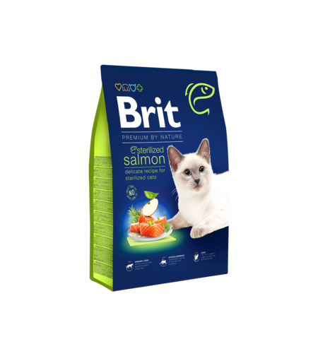 Brit Premium by Nature Cat Sterilized Salmon – храна за кастрирани котки със сьомга, 300 g / 1.5 kg / 8 kg