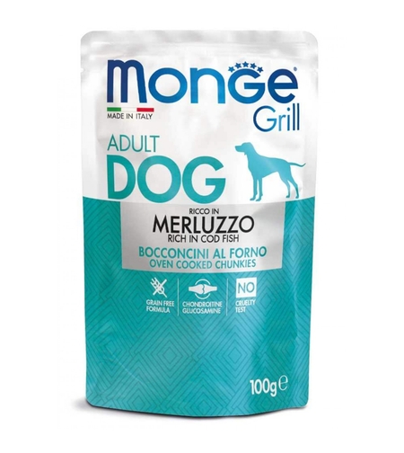 Monge Grill Adult Dog with Codfish – пауч с треска за кучета, 100 g
