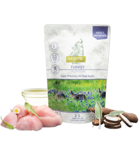 Isegrim Turkey, Salsify, Sunflower oil, Mountain herbs - пуешко, слънчогледово масло, планински билки, монопротеинна 410 гр. / пауч /