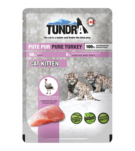 Tundra kitten pure turkey – премиум пауч за подрастващи котки 98% чисто пуешко | 100 г