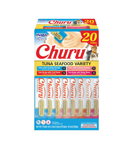 Inaba Churu Varieties - Лакомство за котка нежен крем с Морски дарове 20 бр