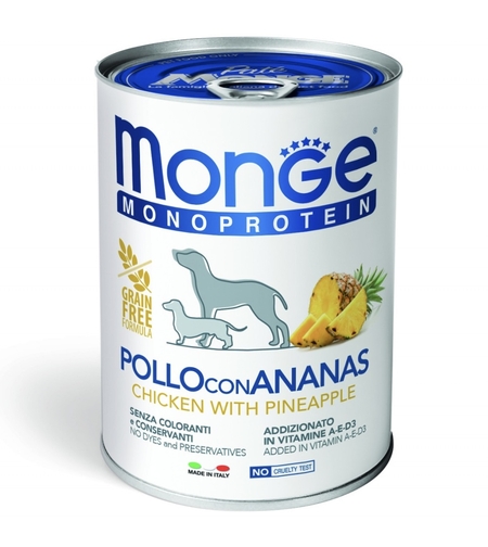 Monge DOG Monoprotein Adult Fruit Pate Chicken & Pineapple – пастет с пилешко и ананас, 400 g