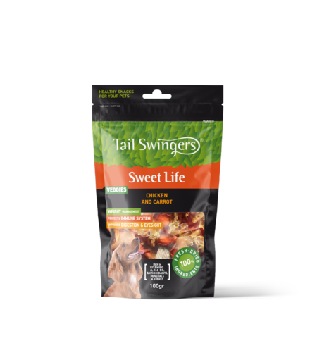 Tail Swingers Sweet Life Пиле и Морков 100 g – Натурално лакомство, зеленчукови хапки за кучета