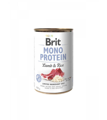Brit Mono Protein Lamb and Rice - монопротеинова консерва за кучета с агнешко месо и ориз 400 гр