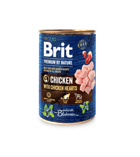 Brit Premium by Nature Chicken with Hearts 400 г – Мокра храна за кучета с пиле и пилешки сърца
