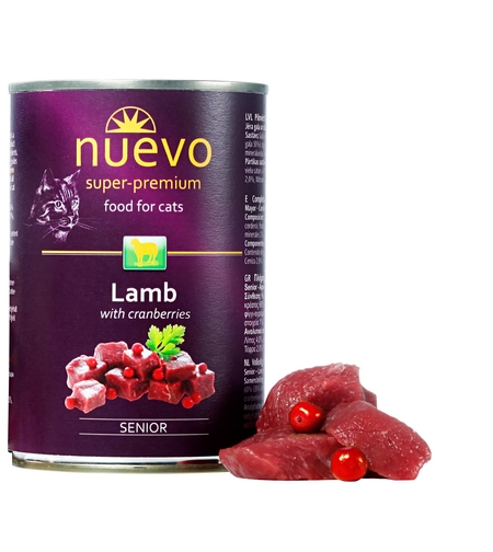 Nuevo Cat  Senior Lamb with Cranberries - с агнешко месо и боровинки, за възрастни котки 400 г