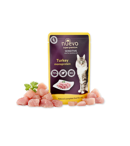 NUEVO Sensitive Turkey monoprotein - Пауч за котки, пуйка 85 г
