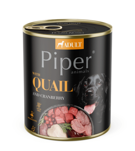 Piper Adult Dog консервирана храна за кучета с пъдпъдък и боровинки, 800г