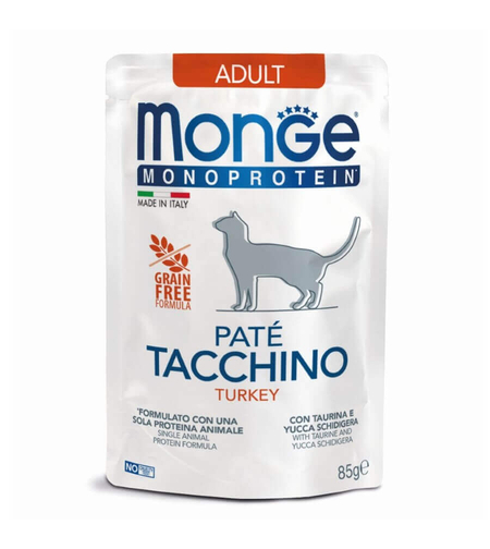 Monge Monoprotein Adult Cat Pate Turkey - пауч за котки в зряла възраст с пуешко месо и картофи 85 гр