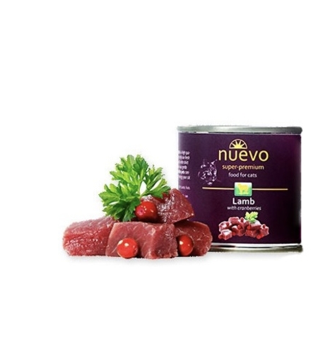 Nuevo Cat Senior Lamb with Cranberries - с агнешко месо и боровинки, за възрастни котки 200 г