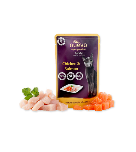 NUEVO Adult Chicken&Salmon -  Пауч за котки пиле и сьомга  85 г