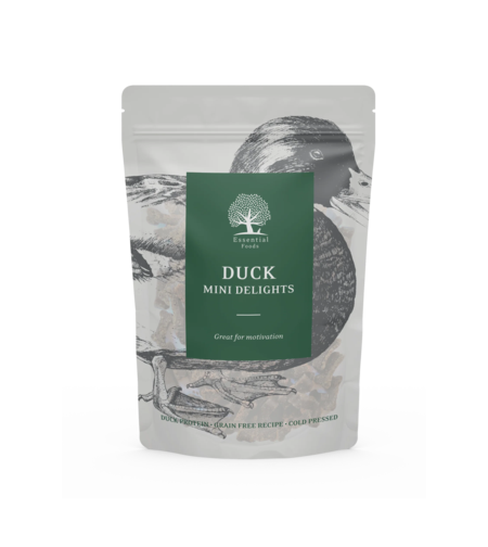 ESSENTIAL DUCK MINI DELIGHTS - деликатесни малки лакомства за кучета с патешко месо, 100г