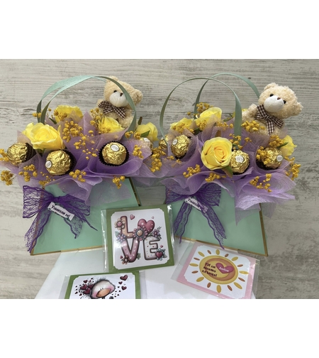 Ментови чантички с бонбони и мече