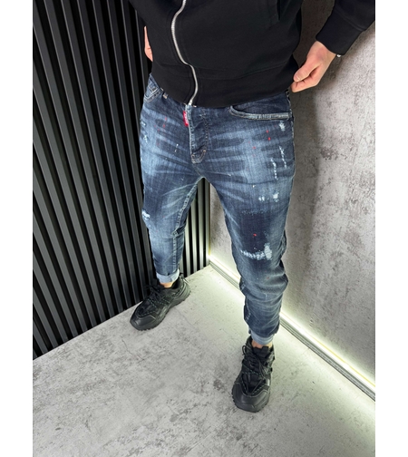 Мъжки Дънки с Изсветлени Участъци и Кръпки 360-1