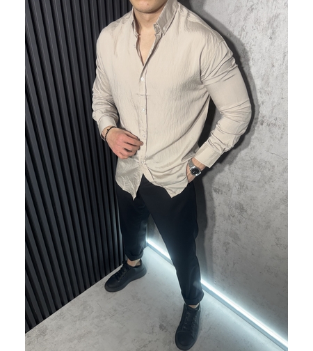 Мъжка Елегантна Риза в Бежов Цвят