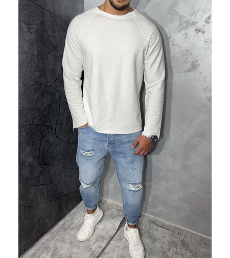 Мъжка Oversize Блуза с Външни Шевове в Бял Цвят 180