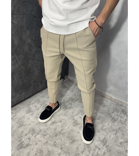Мъжки Slim Fit Панталон в Бежов Цвят
