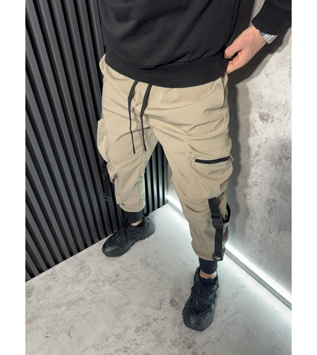 Карго Панталон с Ластични Глезени в Бежово