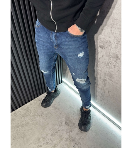 Мъжки Дънки Сини с Разкъсвания 10638