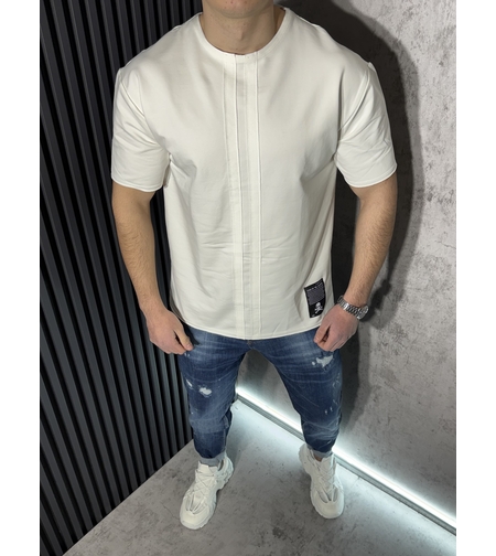 Тениска с Декоративни Кантове в Бяло