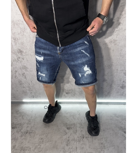 Мъжки Дънки Тъмносини с Кръпки 849-2