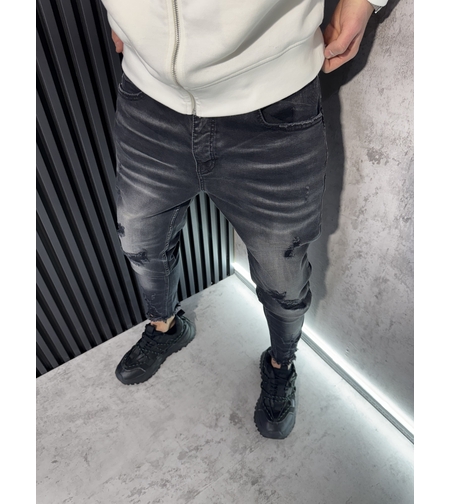 Мъжки Дънки Skinny Fit с Изтъркан Ефект и Разкъсвания